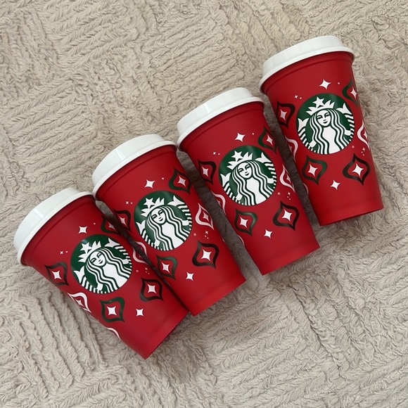 Bundle of 4 Starbucks holiday reusable cups and lids, 2023, new condition - Picture 13 of 16